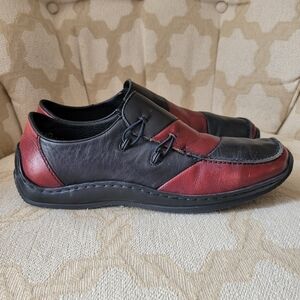 RIEKER ANTISTRESS CELIA SLIP ON SHOES LOAFERS BLACK RED US 8.5 9 EU 40